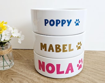 Personalised Pet Decal: Vinyl Sticker with Name for Dog or Cat Bowls, Treats Storage