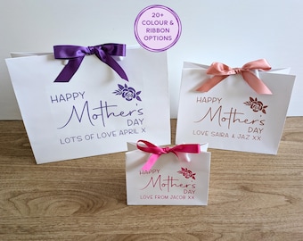 Personalised Mother’s Day Gift Bag with Name | Luxury Mum Present Bag | Floral Design