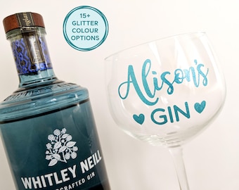 Personalised Gin Glass Decal: Glitter Vinyl Name Sticker