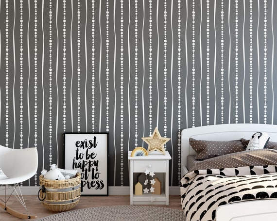 stripes and dots bedroom wall secal vinyl decal home peel and | etsy