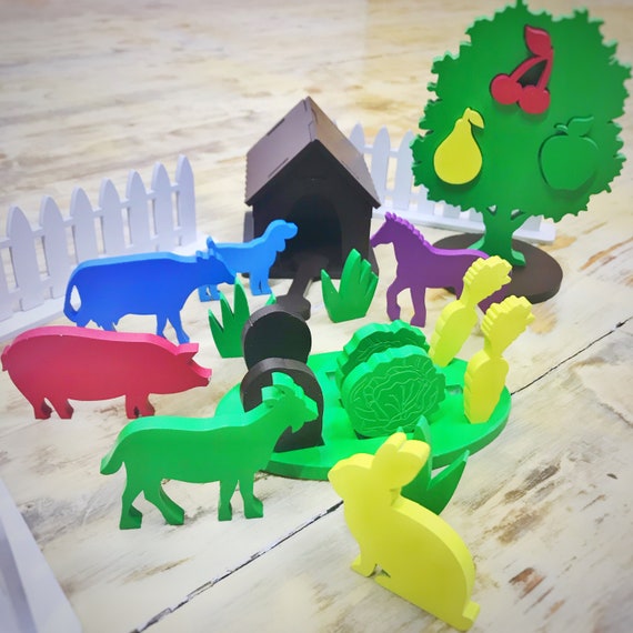 Farm Animals Wooden Toys Educational Montessori