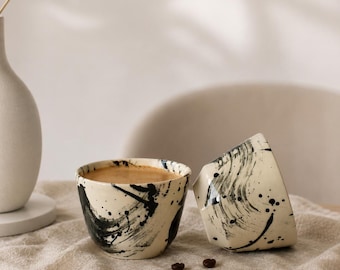 Kaffee / Lungo Becher klein 170 ml  "Japan black"/ handmade.