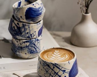 Cappuccino Becher "Japan blue"/ handmade.