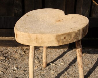Wooden handmade stool, French stool,Primitive stool, Handmade stool, tripod stool, Milking stool, Vintage, French country decor, Home decor