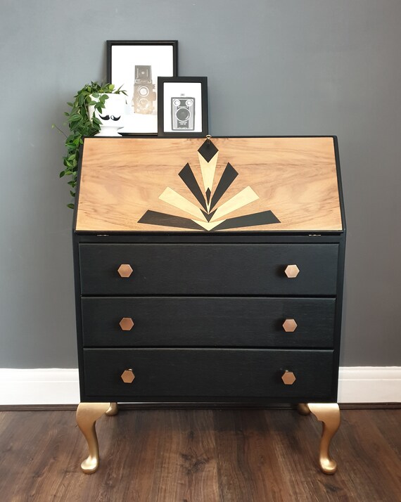 Soldsoldsoldhand Painted Art Deco Style Bureau Etsy