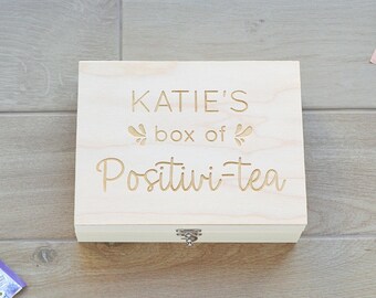 Personalised Box of 'Positivi-tea' 6 Compartment Tea Box