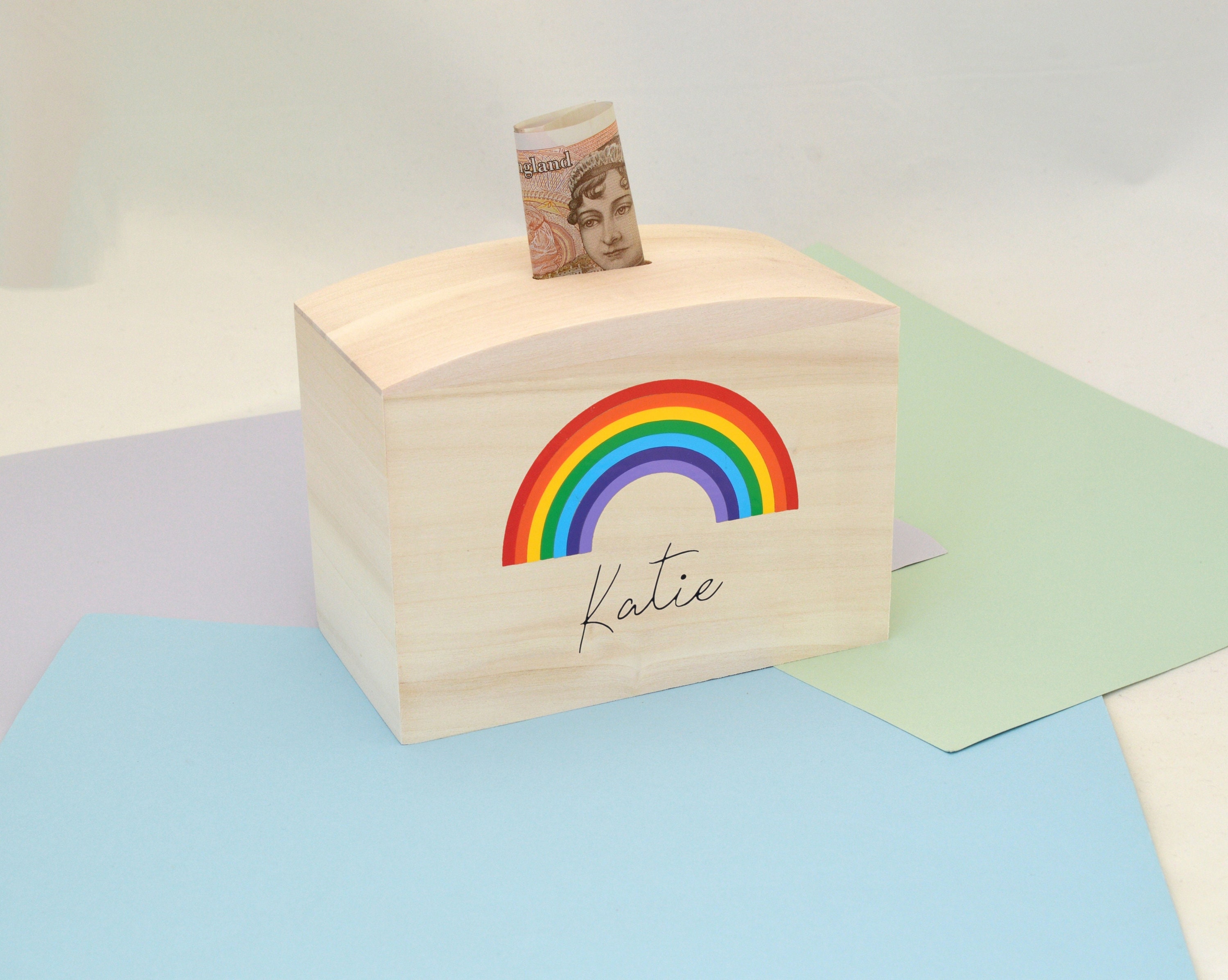 Personalised Rainbow Money Box