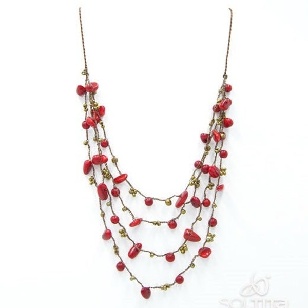 Red minipal necklace in vegetable ivory (tagua), original and ideal gift Mother's Day / Christmas / birthday