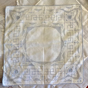 7 antique/vintage handkerchiefs including 3 wedding, 2 white on white appliqué, a fine lawn and a handkerchief envelope with fine embroidery image 4