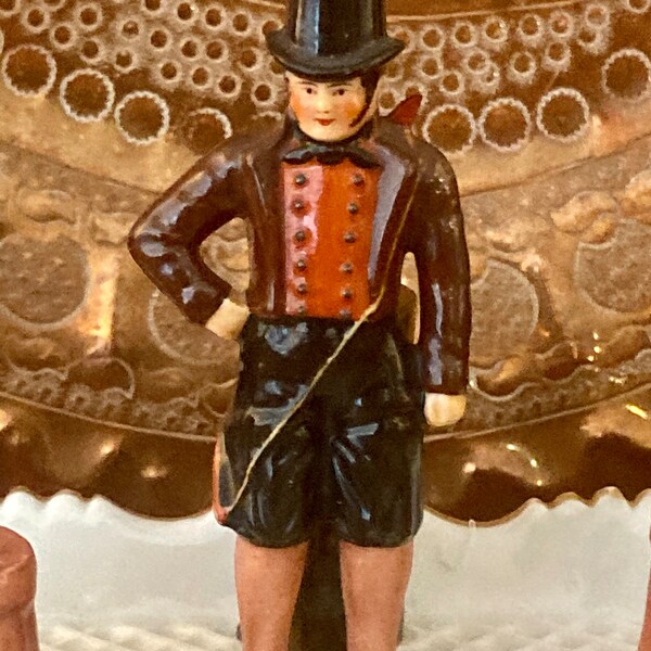 Ink Well. Vintage / Antique figural porcelain inkwell.  Man with topcoat, tall spats.