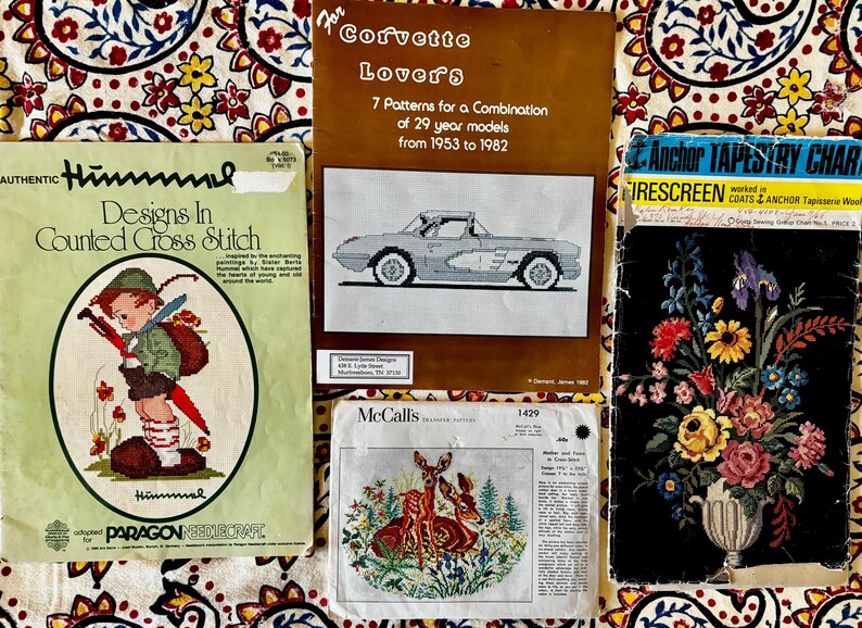 Choice of Vintage Craft Kits. Cross Stitch, Petite Point, Quilting