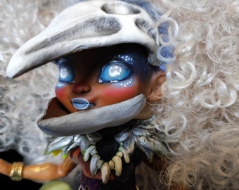 Witch Doctor Mu'nulah, OOAK Doll, Cave Club Repaint Custom