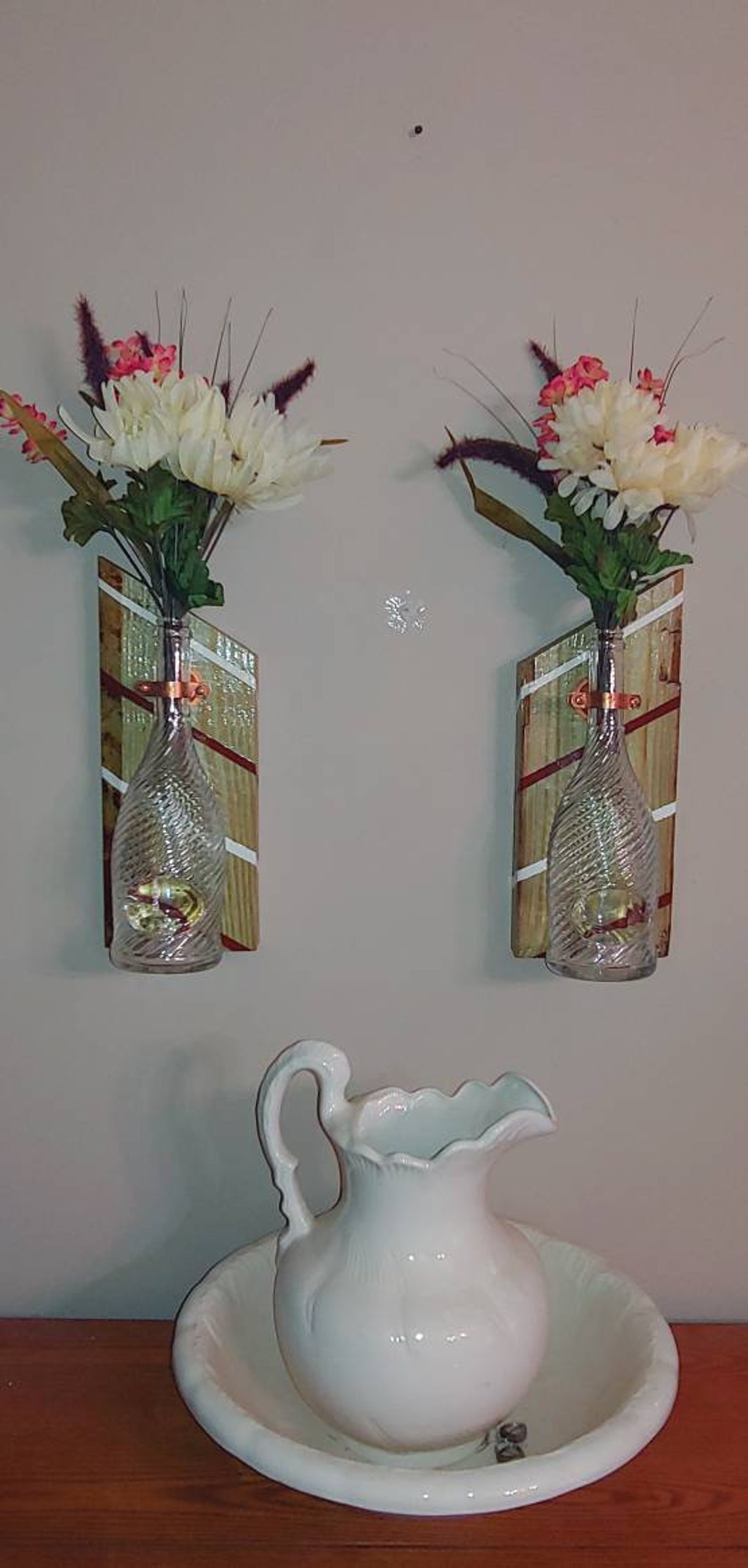Vintage Hanging Vases Home Decor Wall Hangingrustic Etsy