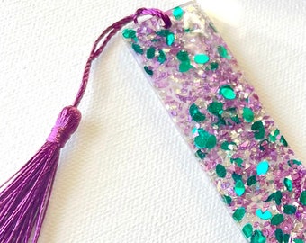 Enchanting Amethyst Purple & Emerald Green Resin Bookmarks