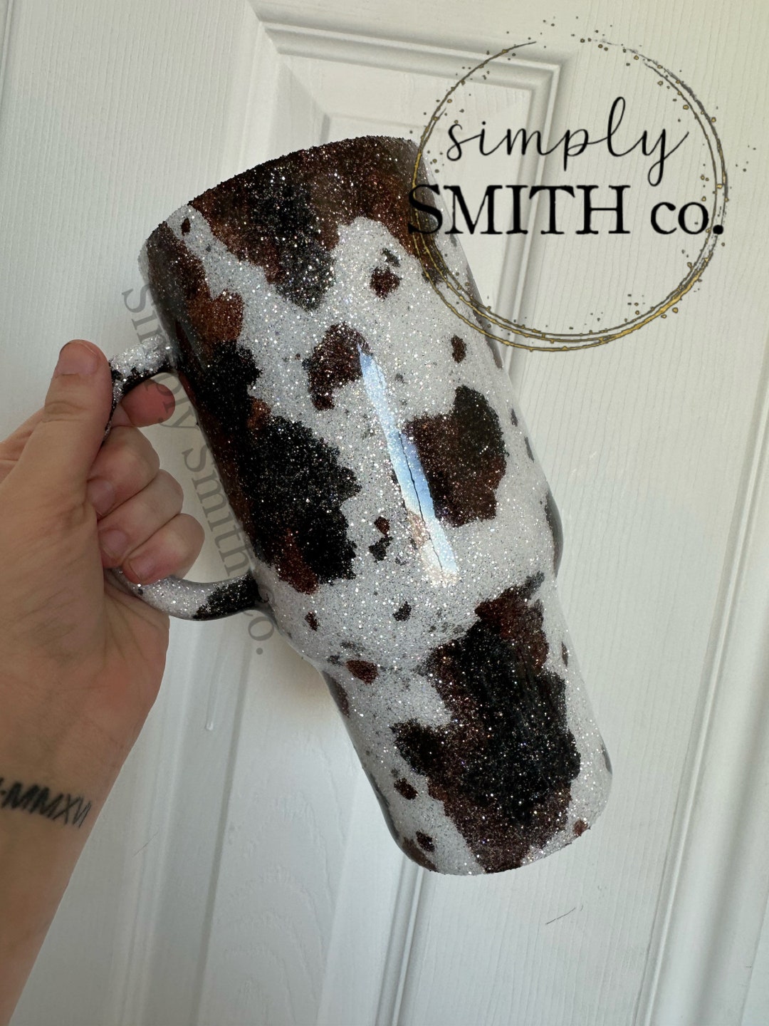 Cowhide Glitter Tumbler Customizable Cowhide Tumbler Western Etsy