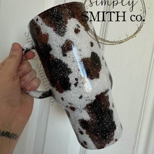 Cowhide Glitter Tumbler Customizable Cowhide Tumbler Western Etsy