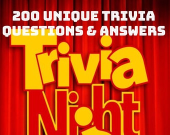 Printable Trivia Game Bundle, 200 Unique Questions, Fun Facts (Digital Download)