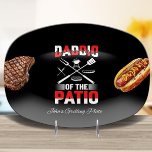 Personalized Daddio King Of The Patio Gift Grillers Barbecue Platter, Daddy&#39;s Grilling Plate, Barbecue Serving Tray, Papa&#39;s Grilling Plate