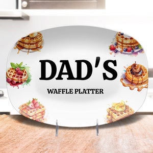Personalized Dad&#39;s Waffle Platter, Pancake • Waffle • French Toast, Papa Breakfast Serving Tray, Gift For Waffle Lovers, Breakfast Platter