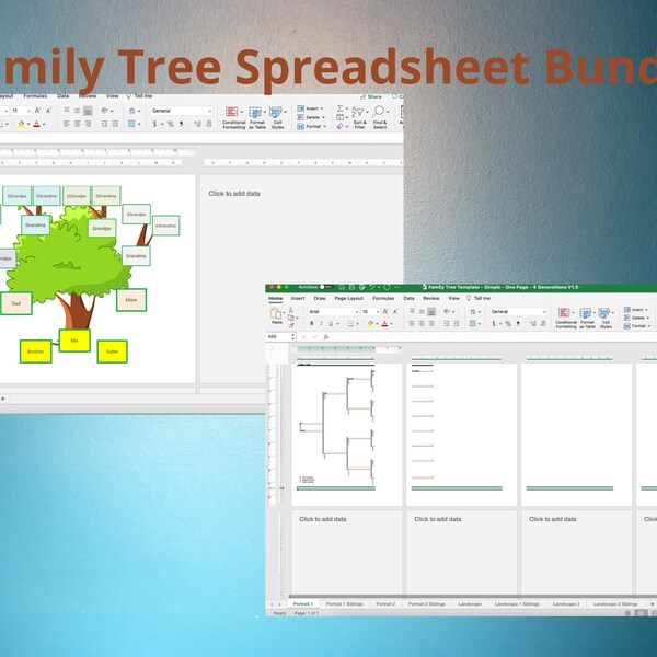 Family Tree Excel Spreadsheet, Editable Family Tree Bundle, Family Tree Frameable Template, Family Tree 10 Generation, Geneology Spreadsheet