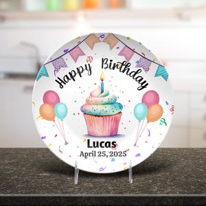 Custom Birthday Plate For Boys, Personalized Happy Birthday Plate, Date Name Plate, First Birthday Girl Boy, Personalized Party Plate