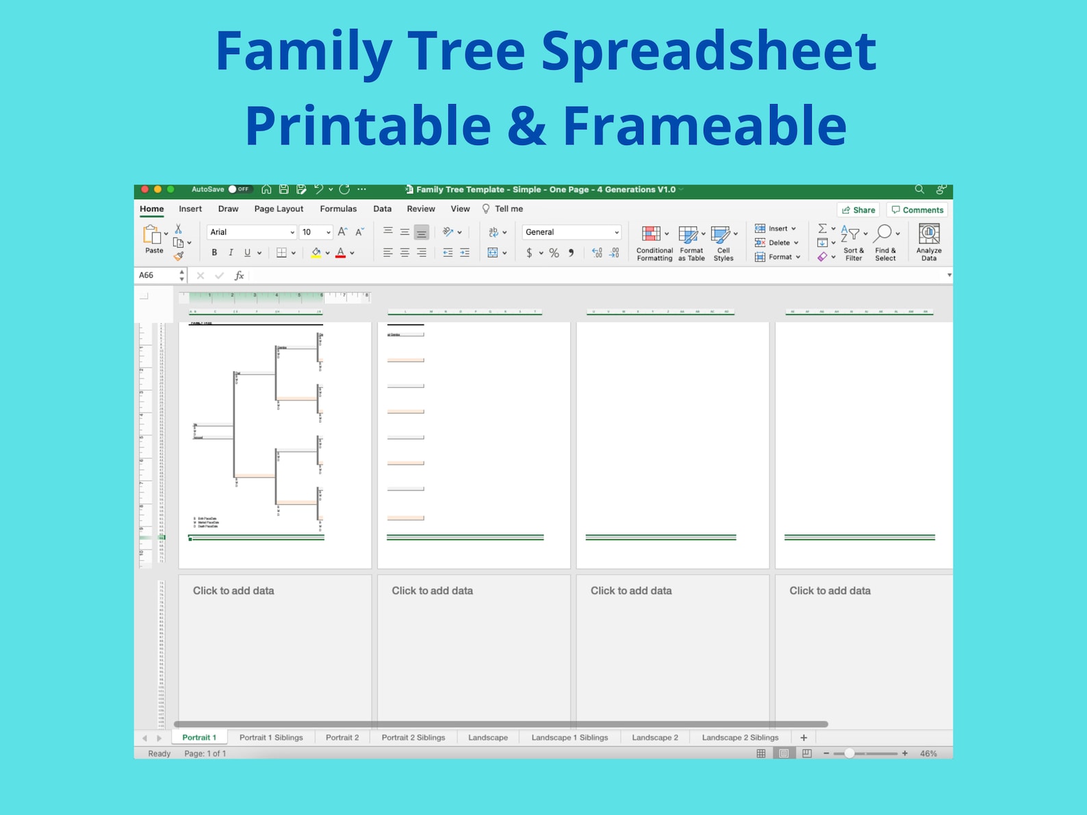 Family Tree Excel Spreadsheet, Editable Family Tree Bundle, Family Tree ...