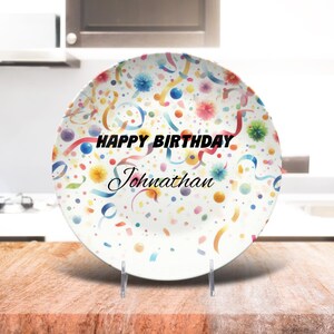 Custom Happy Birthday Cake Plate With Name, Personalized Birthday Party Plates, Custom Birthday party Plates, 5th Birthday, 10th Birthday