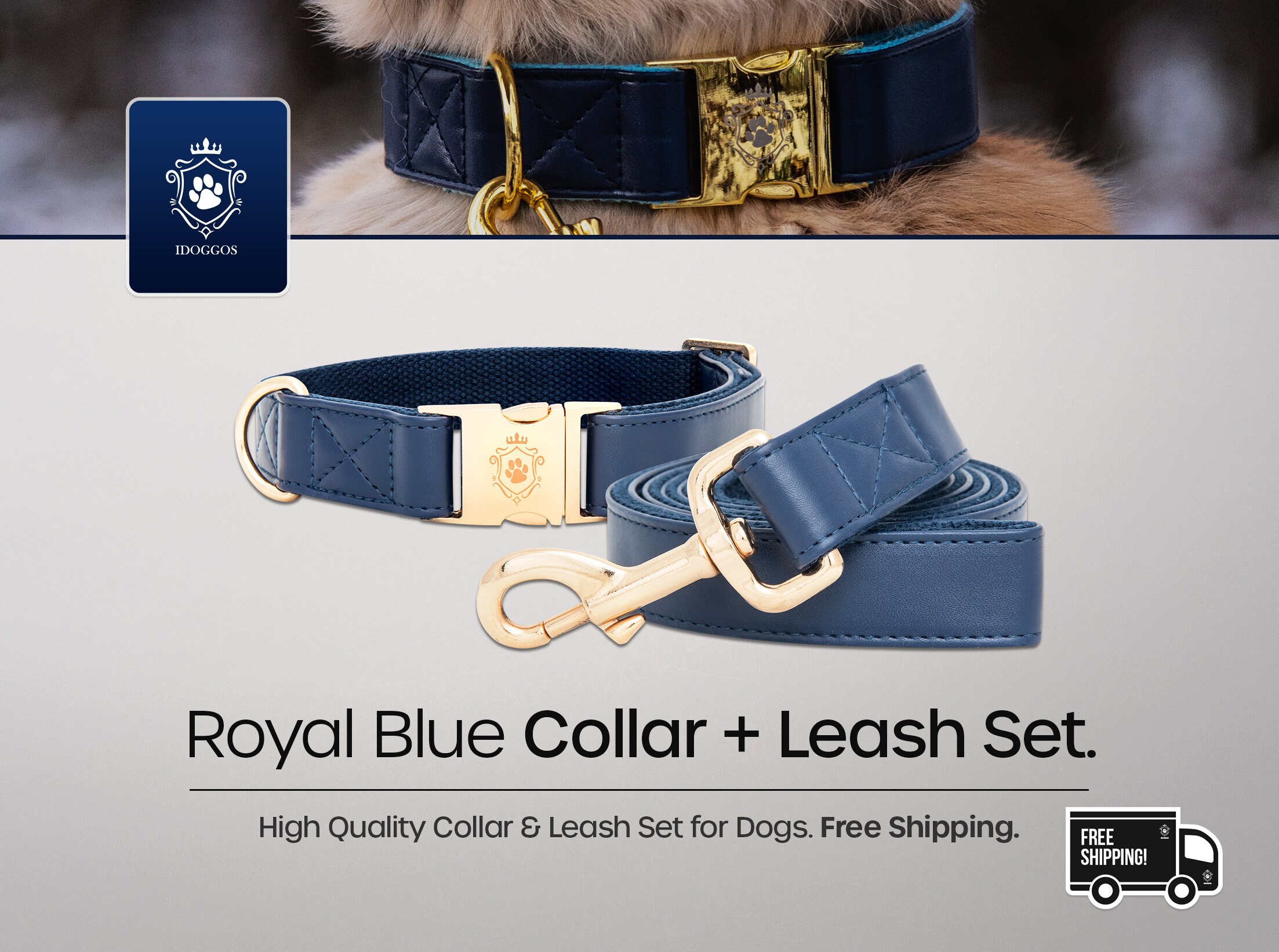 Royal Blue Dog Collar and Leash Set by Idoggos Best Seller Etsy