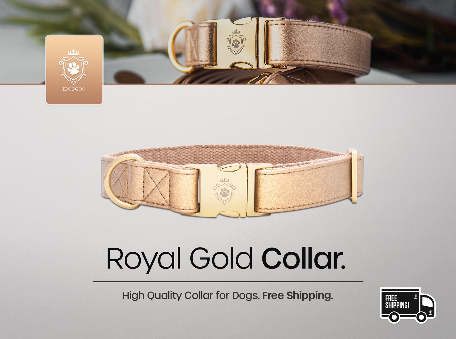 Royal Gold Dog Collar by iDoggos Beautiful Gold Finish Dog Etsy
