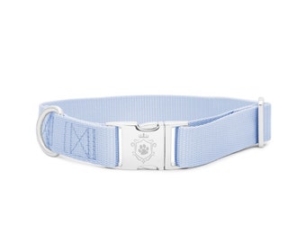 Aquamarine Dog Collar by iDoggos, Light Blue Dog Collar, Handmade Dog Collar, Superior Quality Dog Collar.