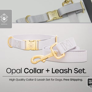 Opal Collar and Leash Set by iDoggos, Best Seller Pet Collar and Leash Set, High Quality & Handmade Dog Collar + Leash Set