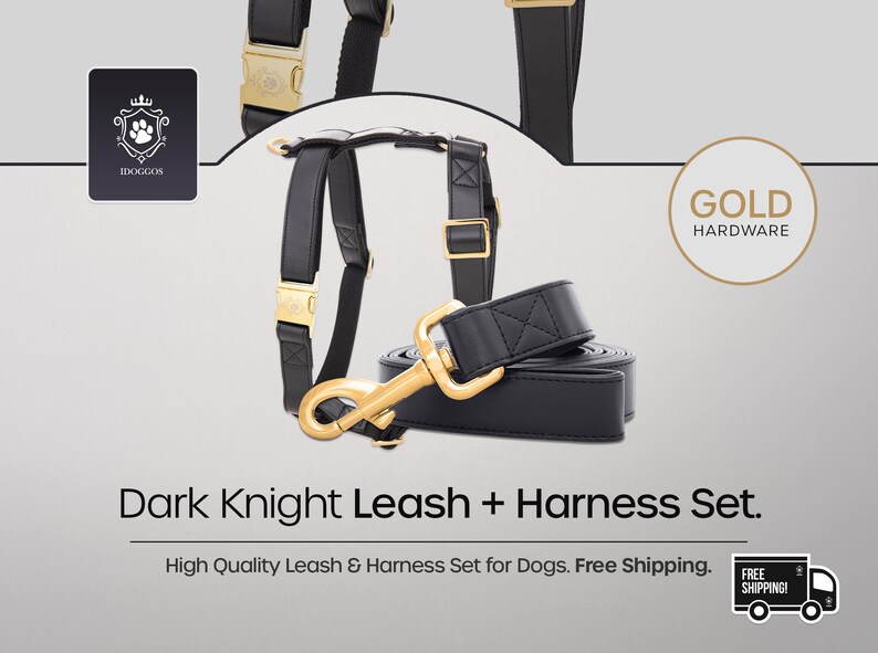最大41%OFFクーポン Dark Knight Dog Leash 【着後レビューで and Harness Seller iDoggos Pe by Set Best