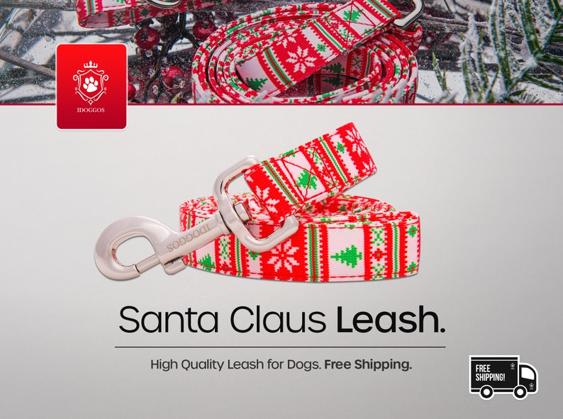 iDoggos Santa Claus Dog Leash Designer Collection High Quality Pet Accessory Handmade in Canada image 2