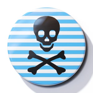 Jolly Roger Pirate Skull and Crossbones - Pin Button Badge