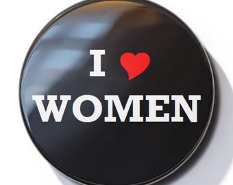 Ik hou van vrouwen (hart) - badge met speldknop