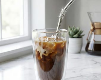 Stainless Steel Silver Rhinestone Straw – Reusable, Eco-Friendly