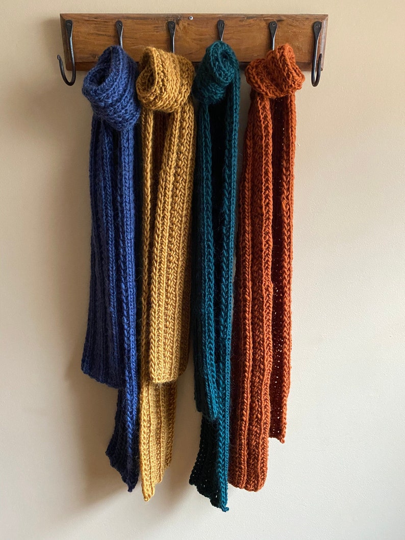 Hand Knit Narrow Scarf. Warm Wool Muffler. Cozy Winter Scarf. Etsy