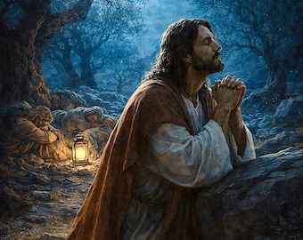 Jesus betet in Gethsemane Christliche Kunst, Fastenzeit Dekor (digitaler Download)