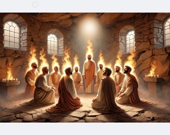 Heilige Pfingsten Wand Kunst Illustration | Apostel mit Heiligem Geist l Digital Download