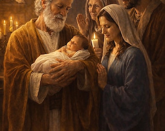 Lichtmess druckbare Kunst, Darstellung von Jesus, christliches Wohndekor (digitaler Download)