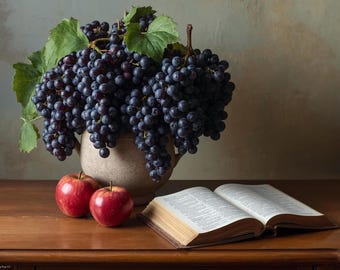 Erntedank druckbare Kunst | Herbst Stillleben | Christliches rustikales Dekor | Sofort Download (4:3)