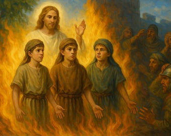 Christliche Wandkunst zum Ausdrucken, Glaube an die Feuerbibelgeschichte, Shadrach Meshach Abednego Poster, Schriftwanddekor, digitaler Download