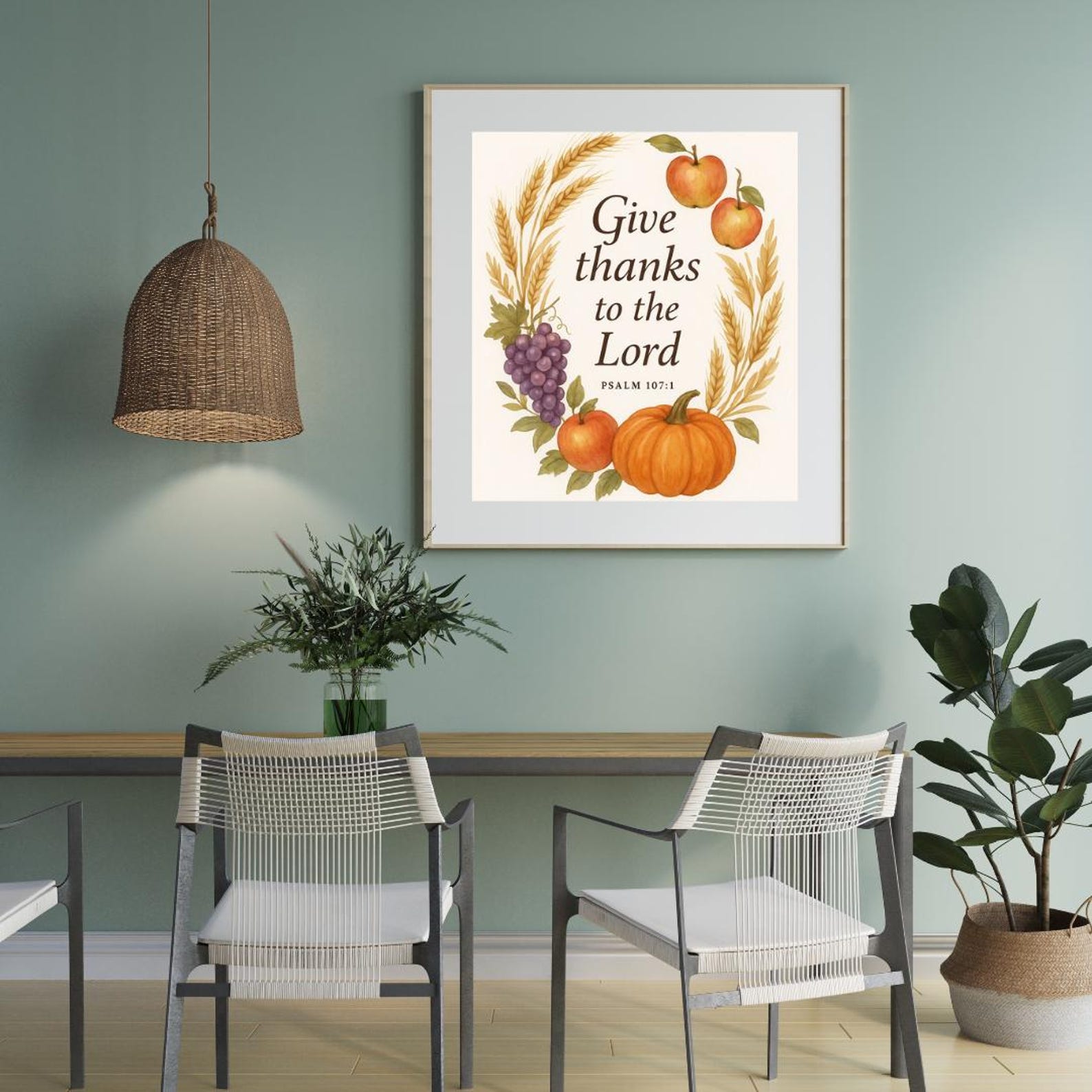 Thanksgiving Scripture Art: Watercolor Harvest Wreath (digital Download ...