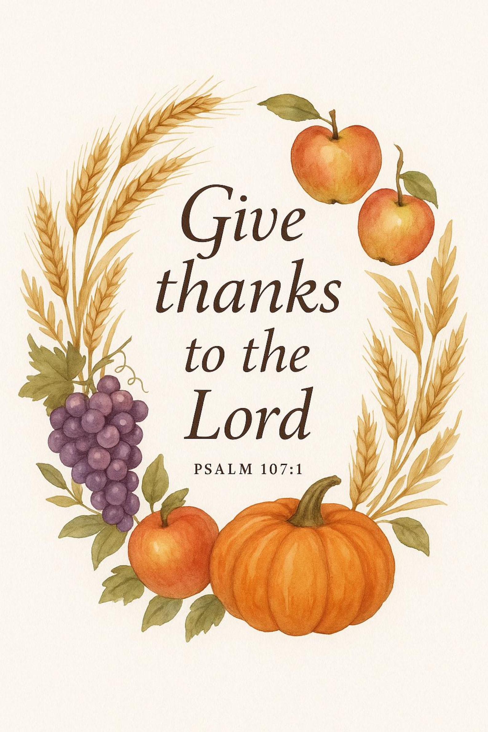 Thanksgiving Scripture Art: Watercolor Harvest Wreath (digital Download ...