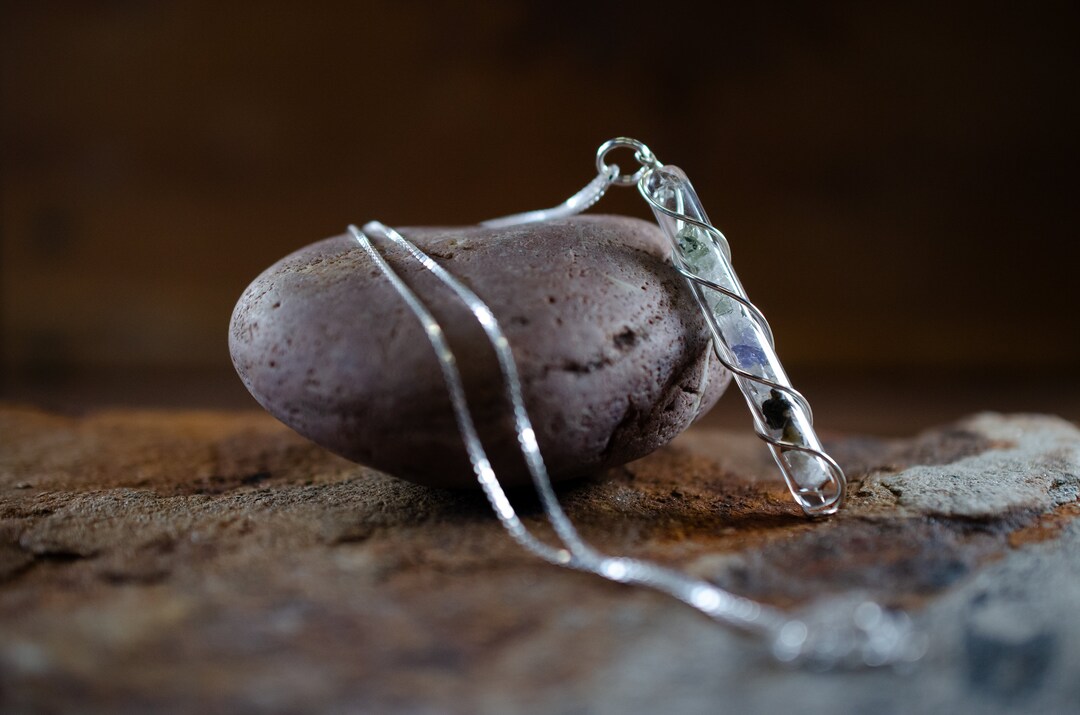 Synergy 12 Sterling Silver Wire Wrapped Vial Pendant Etsy