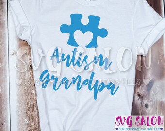 Autism Grandpa Matching Family Awareness Puzzle Piece Cut File svg eps dxf jpeg png Cricut Design Space Silhouette Studio Cameo Sublimation