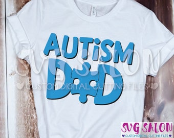 Autism Dad Matching Family Awareness Puzzle Piece Cut File svg eps dxf jpeg png Cricut Design Space Silhouette Studio Cameo Sublimation