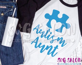 Autism Aunt Matching Family Awareness Puzzle Piece Cut File svg eps dxf jpeg png Cricut Design Space Silhouette Studio Cameo Sublimation