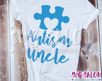 Autism Uncle Matching Family Awareness Puzzle Piece Cut File svg eps dxf jpeg png Cricut Design Space Silhouette Studio Cameo Sublimation