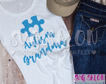 Autism Grandma Matching Family Awareness Puzzle Piece Cut File svg eps dxf jpeg png Cricut Design Space Silhouette Studio Cameo Sublimation